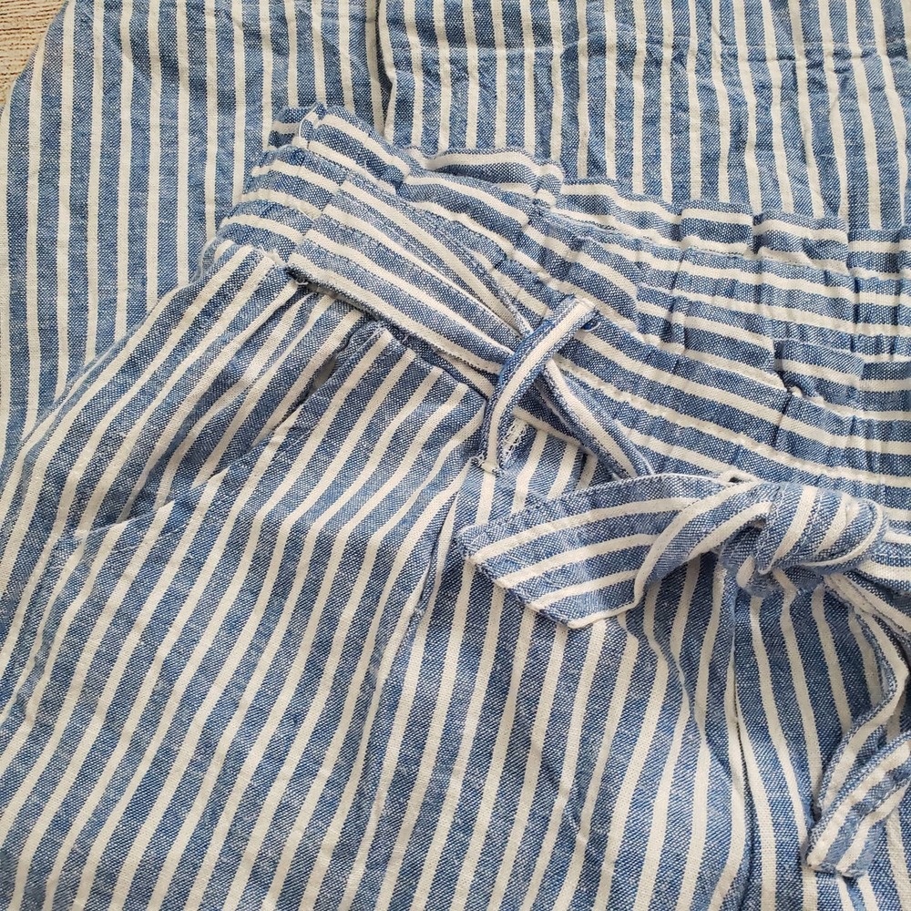 JOLT Blue White Striped Paper Bag Pants L - Picture 5 of 6